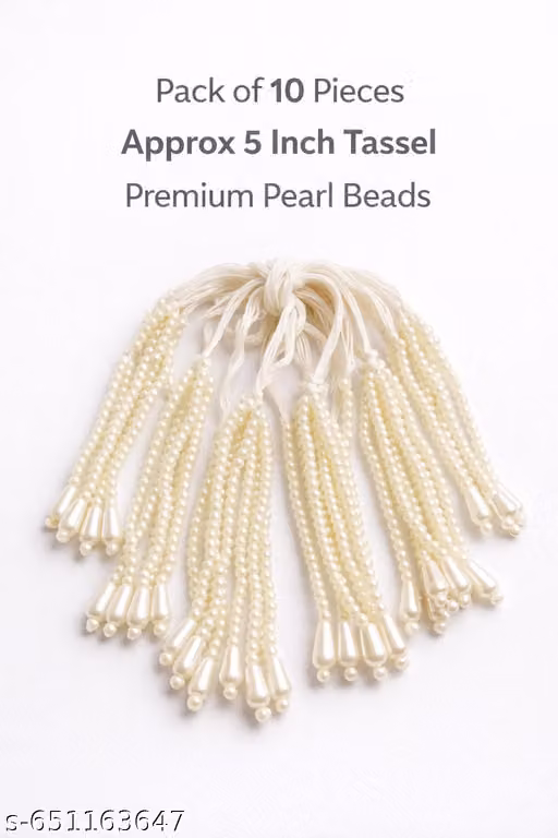Premium Pearl Tassel Latkan | Pack of 10 | Approx 5 Inch | For Lehenga Dupatta Blouse & Craft Decoration