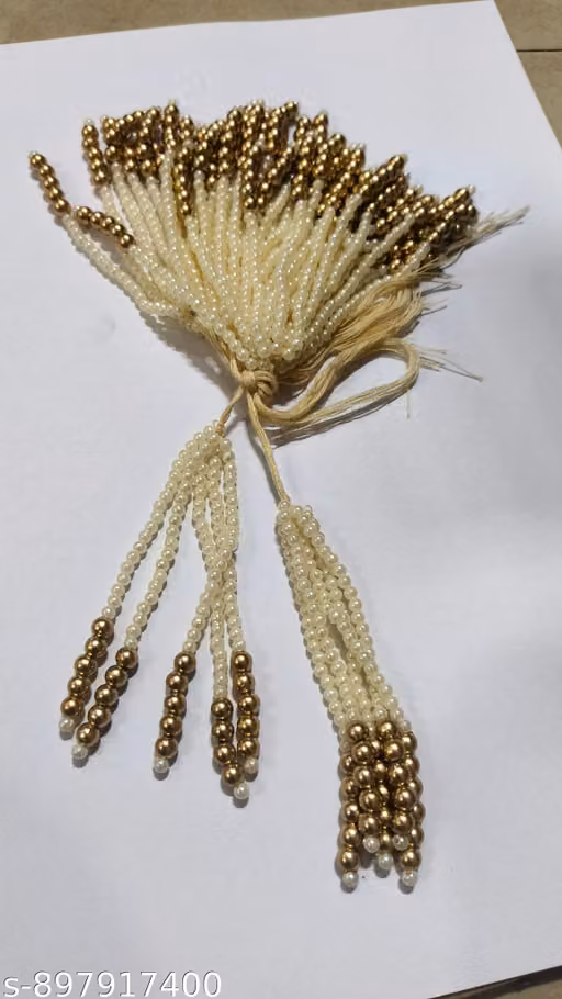 Pearl Latkan Tassel for Blouse & Lehenga | Golden Beads Hanging Latkan | Decorative Dress Latkan (Pack of 10)