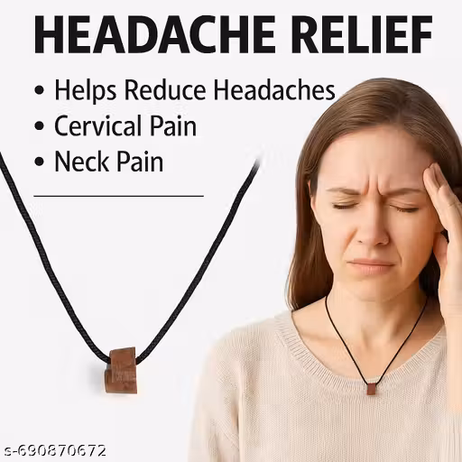 NEXTRAA Natural Cervical Migraine Relief Thread - Wooden Bead Necklace for Neck Pain, Headache Reduction & Stress Relief