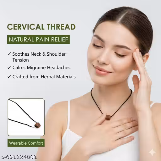 NEXTRAA Natural Cervical Migraine Relief Thread - Wooden Bead Necklace for Neck Pain, Headache Reduction & Stress Relief