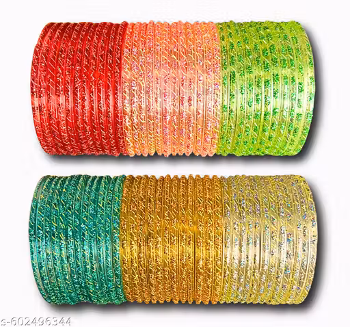 ✨ Colorful Designer 72 Glass Bangles Set for Women & Girls | Traditional Wedding, Party & Daily Wear | 6 Vibrant Colors | Stylish Indian Jewellery Designer Bangles Set | Metal Bangles for Women | Traditional Bangles
