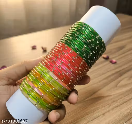RP BADLAS Designer Glass Bangles Set for Women | Bridal Bangles Set | Multicolor Fancy Bangles | Traditional Indian Wedding Bangles | Party Wear Ladies Bangles