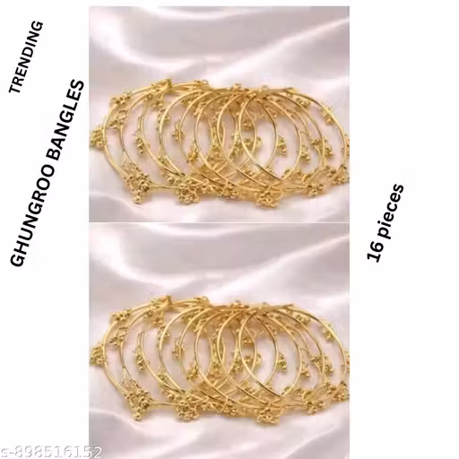 gold bangles for women | ghungroo bangles set | traditional bangles set | bridal bangles set | indian chudi set | designer bangles | wedding bangles for women | ethnic jewelry bangles | gold plated bangles | festive wear bangles | ladies bangle set | RP B