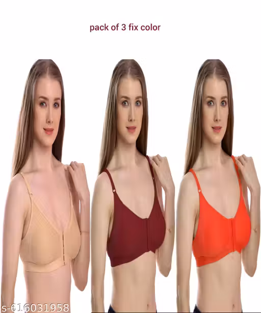 Non Padded Front Open 5 Hook Bra Pack Of 3