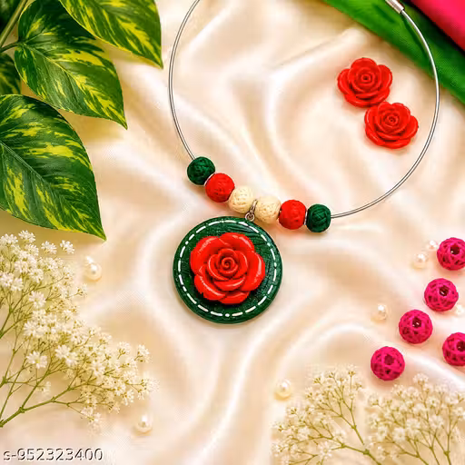 Handmade Yellow Bird Clay Necklace for Women | Cute Floral Pendant Choker | Trendy Lightweight Boho Jewellery
