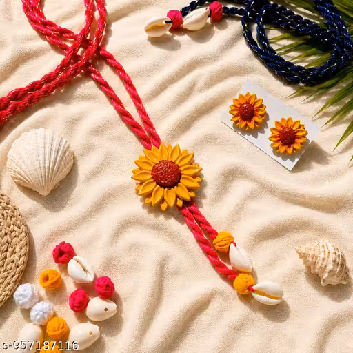 "Handmade Floral Jewellery Set for Women | Designer Flower Pendant & Earrings | Fashion Jewellery"