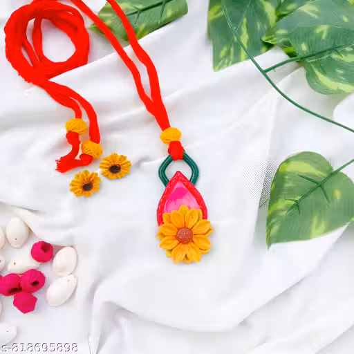Handmade Floral Haldi Jewellery Set for Bride | Yellow Flower Clay Necklace Earrings Set | Lightweight Mehendi Jewellery for Women
