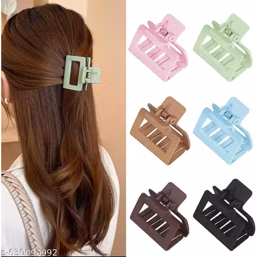 Freebies Matte Mini Rectangle Hair Claw | Thin Small Daily Use Clutcher | Women Girls Regular Styling Hair Accessories | Strong Grip Clip | Pack of 3