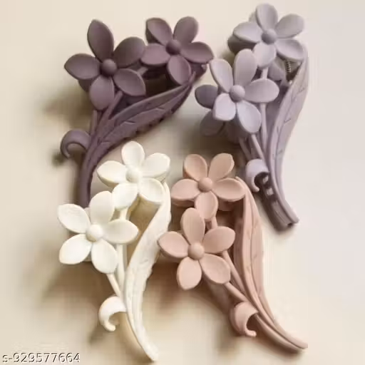 Freebies 4pcs Flower Claw Clip, Floral Hair Clutchers for Women, Non-Slip Grip for Thick to Thin Hair, Aesthetic Hair Accessories for Bech Vacation and Daily Use, 4 Colorss
