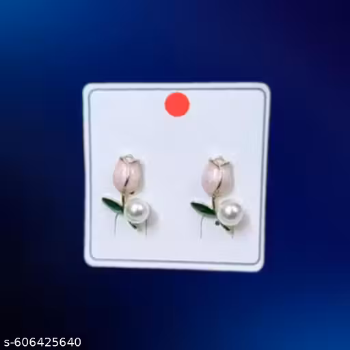 Classic Pearl Stud 1 Pair Earrings for Women & Girls | Stylish Lightweight Daily Wear & Party Wear Jewellery | Fancy Korean Earrings