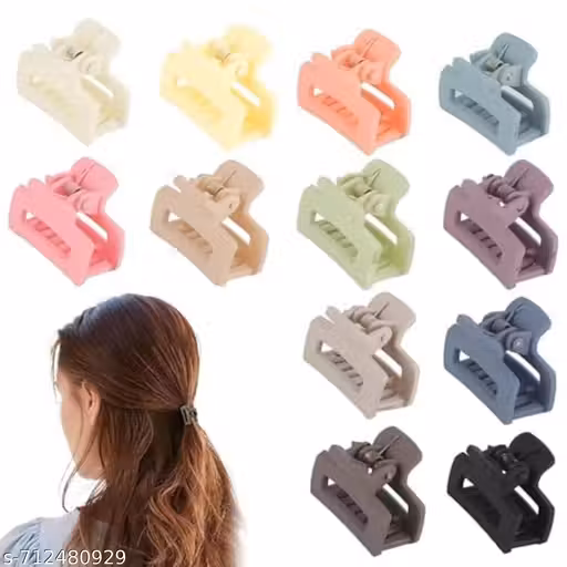 Freebies 20 pcs Small rectangle matte hair claw clips hair cluture ( Random colors )