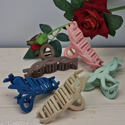 3pcs Brown set flower hair claw matte brown set hair clature Multicolor color Abs Plastic Juttu clipu /