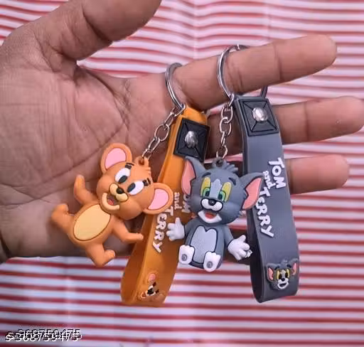 Tom & Jerry 3D Silicone Keychain (Pack of 2set) for Men Woman Kids Silicone Key Chain