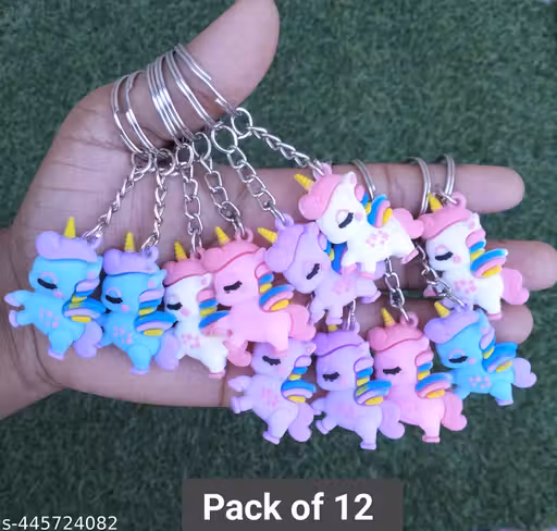 Unicorn 3D Soft Band Miniature Keychain For Bike, Car, Multicolour