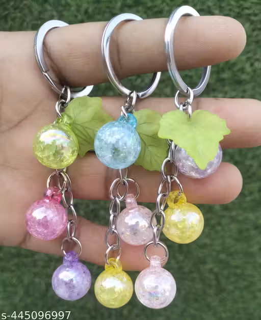 Ball/ Matka Shaped KeyChain Metal Keyring (Pack of 3) for Car, Bike and Men Women
