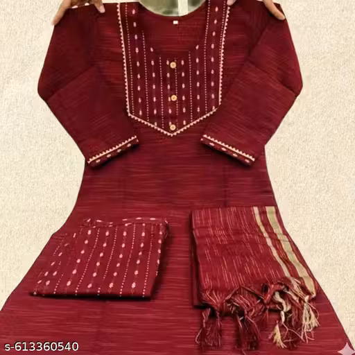 Maroon Pasting Kurta Set with Dupatta