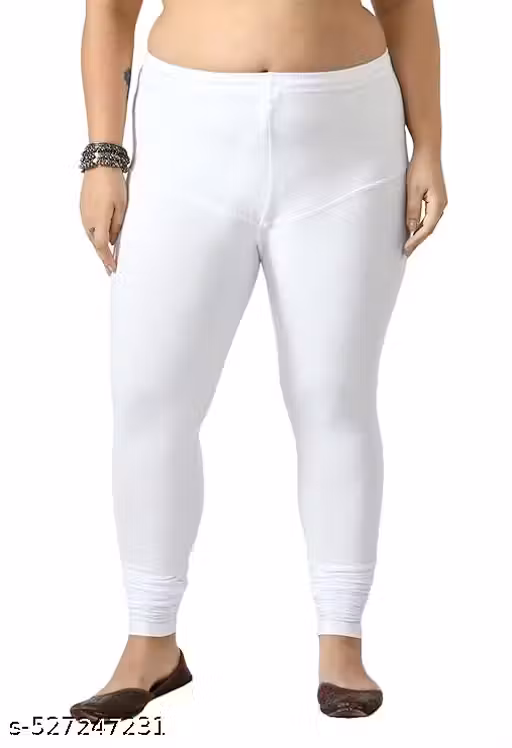 Stylish Ruby White Cotton Leggings for Women