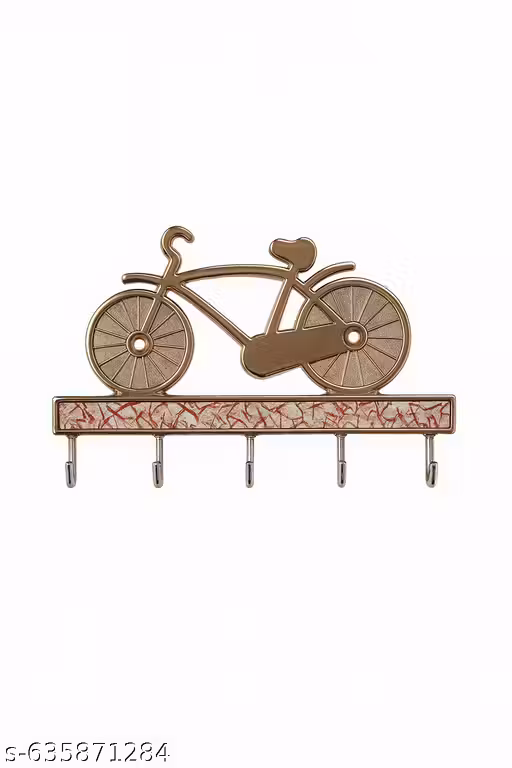 Premium Rose Gold Bicycle Design 5-Hook Key Holder for Home & Office