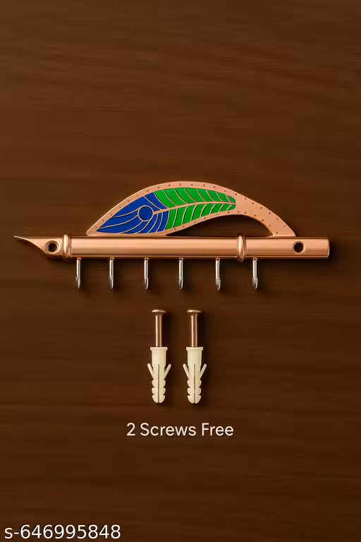 Decorative Rose Gold Peacock Key Holder | 6 Hooks | Rust-Free Metal Key Stand for Home Entrance