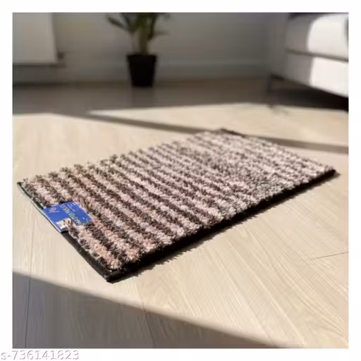 Luxury Microfiber Anti-Skid Door Mats (Pack of 1) | Soft Shaggy Absorbent Foot Mat for Home, Bathroom, Bedroom, and Kitchen | Size: 15x24 Inch | Multicolor Striped & Patterned Bath Mats