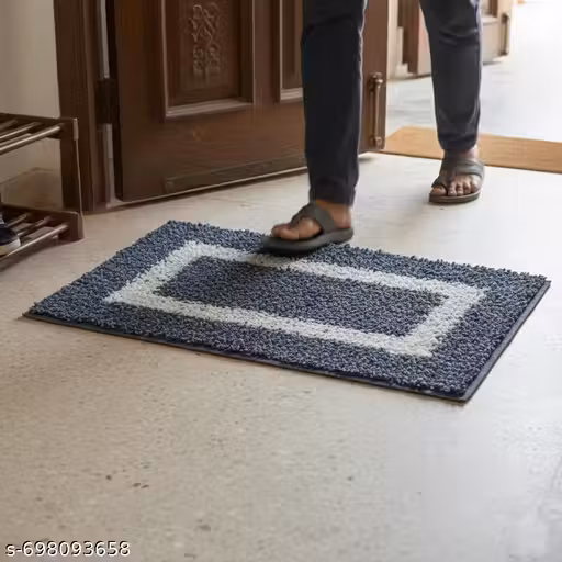 Luxury Cotton Anti-Skid Door Mat Set for Home & Entrance | Super Absorbent Soft Foot Mat | Machine Washable Door Mat (15x23 Inch, Pack of 2, Grey-White)