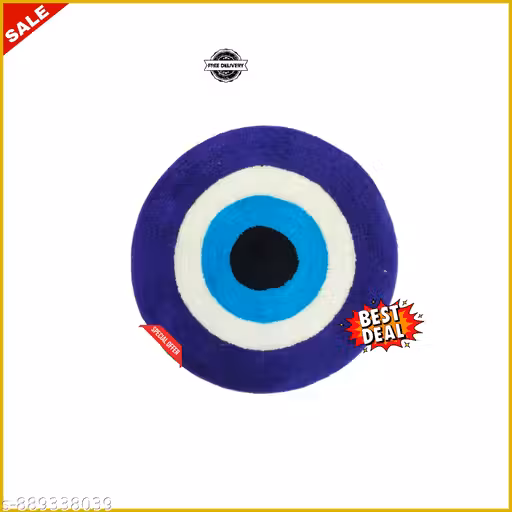 Evil Eye Mat for Home Entrance, High-Density Microfiber Round Nazar Battu Rug, Anti-Slip Floor Mat for Living Room & Pooja Area, 23 x 23 Inch Circular Design