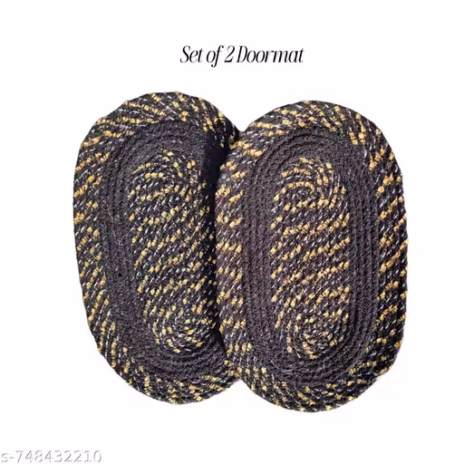Pack of 2 Handmade Cotton Braided Door Mat | Ultra Soft Absorbent Hand-Woven Rope Mat | Anti-Skid Cotton Foot Mat Set for Bedroom, Kitchen & Prayer (Multicolor, 13x21 Inch)