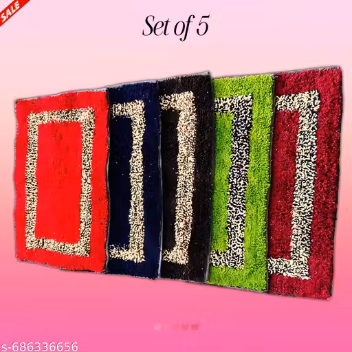 Premium Microfiber Anti-Skid Doormat Combo (Set of 5, 15x23 Inch, 350gm/pc)