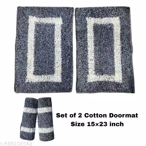 Luxury Super Absorbent Cotton Doormat Set | Non-Skid Backing Floor Mat | Ideal for Home, Kitchen & Entrance (Pack of 2)