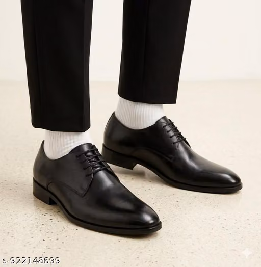 Premium Black Formal Shoes for Men | Classic Lace-Up Office Wear