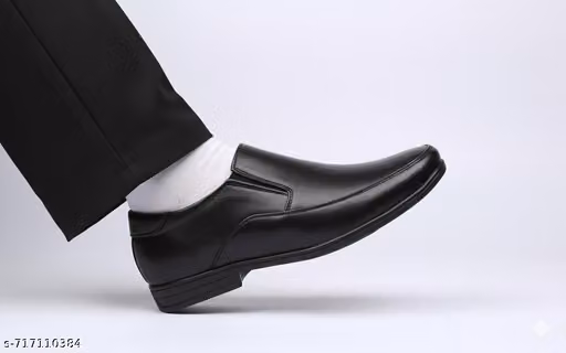Men’s Black Formal Slip-On Shoes | Office Wear Comfortable Loafers for Men | Synthetic Leather