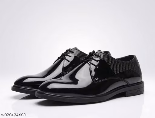 Premium Black Glossy Formal Shoes for Men | Stylish Office & Party Wear