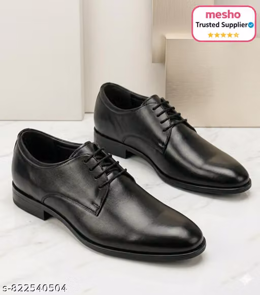 Men Premium Black Formal Shoes | Stylish Office & Party Wear | Lace-Up Comfortable Shoes
