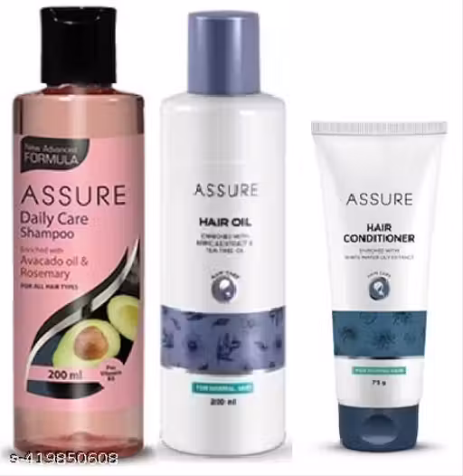 Assure Avocado Daily Shampoo 200ml, Arnica Hair Oil 200ml & Hair Conditioner 75g - Set of 3 Items
