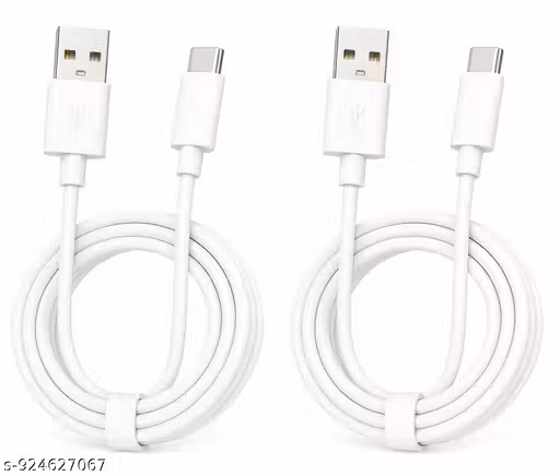 Pack of 2 Fast Charging Type-C Data Cables - High-Speed Sync & Durable (White)