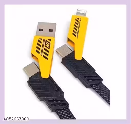 3-in-1 Fast Charging Cable 65W - Universal Multi USB Cord (Type-C, Lightning, Micro , High-Speed Sync,Cord for MacBook, Android &