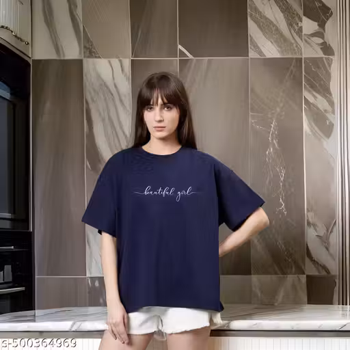 Women's oversized tshirt with a color combination of beige with trendy and fashionable and stylish tshirt