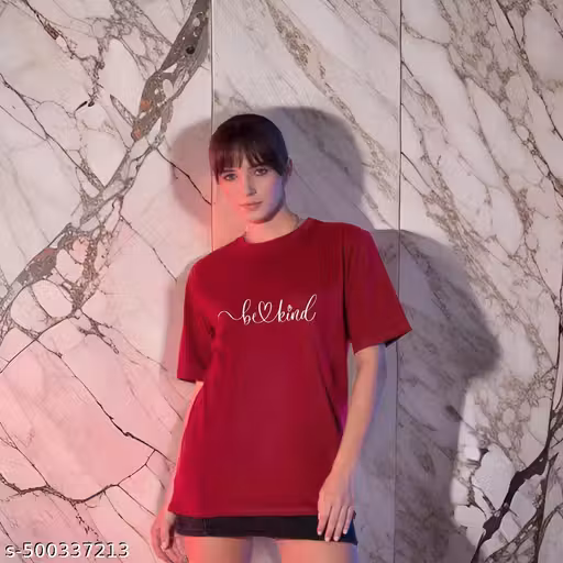 Roundneck Oversize Printed Cotton Women's T-Shirt - Stylish, Comfortable, and Trendy Casual Wear for Women