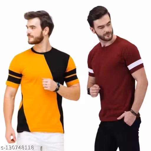 Urban Classic Mens Round Neck Colorblocked T-shirts