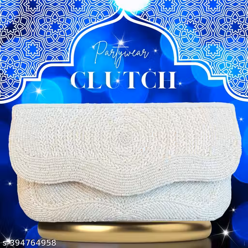Latest Clutch Designed With Pearls In White Colour For Girls & Women | Clutch For Women | Party Wear Wallet For Women | Purse For Women |REAL LIFE PEARL SHINING ATTRACTIVE AND IMPRESSIVE FESTIVE/PARTY/WEDDING/BRIDAL CLUTCH FOR WOMEN