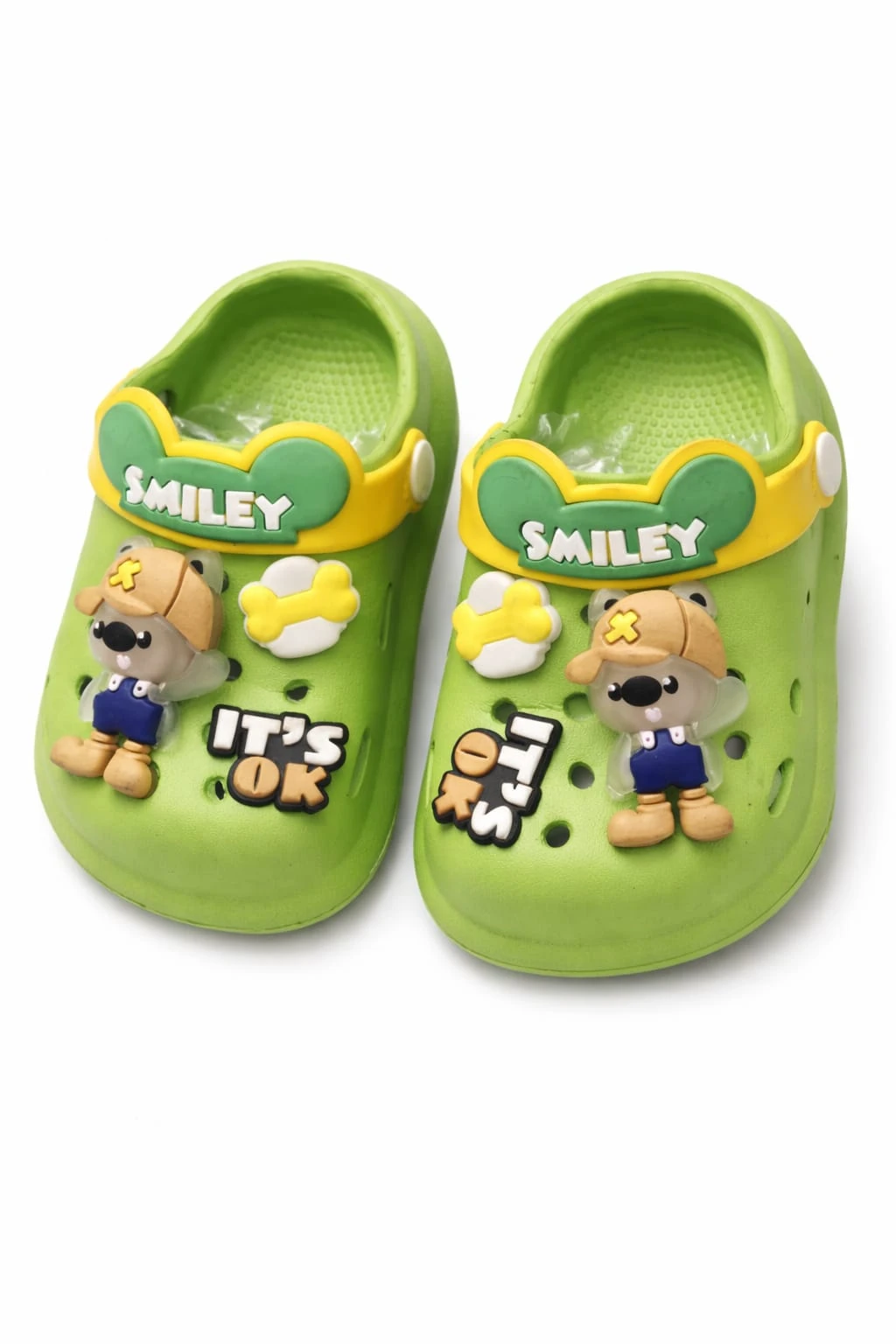 Cartoon Kids Clogs for Boys & Girls (1–6 Years) | Soft EVA Anti-Slip Lightweight Garden Slippers with Adjustable Back Strap | Green
