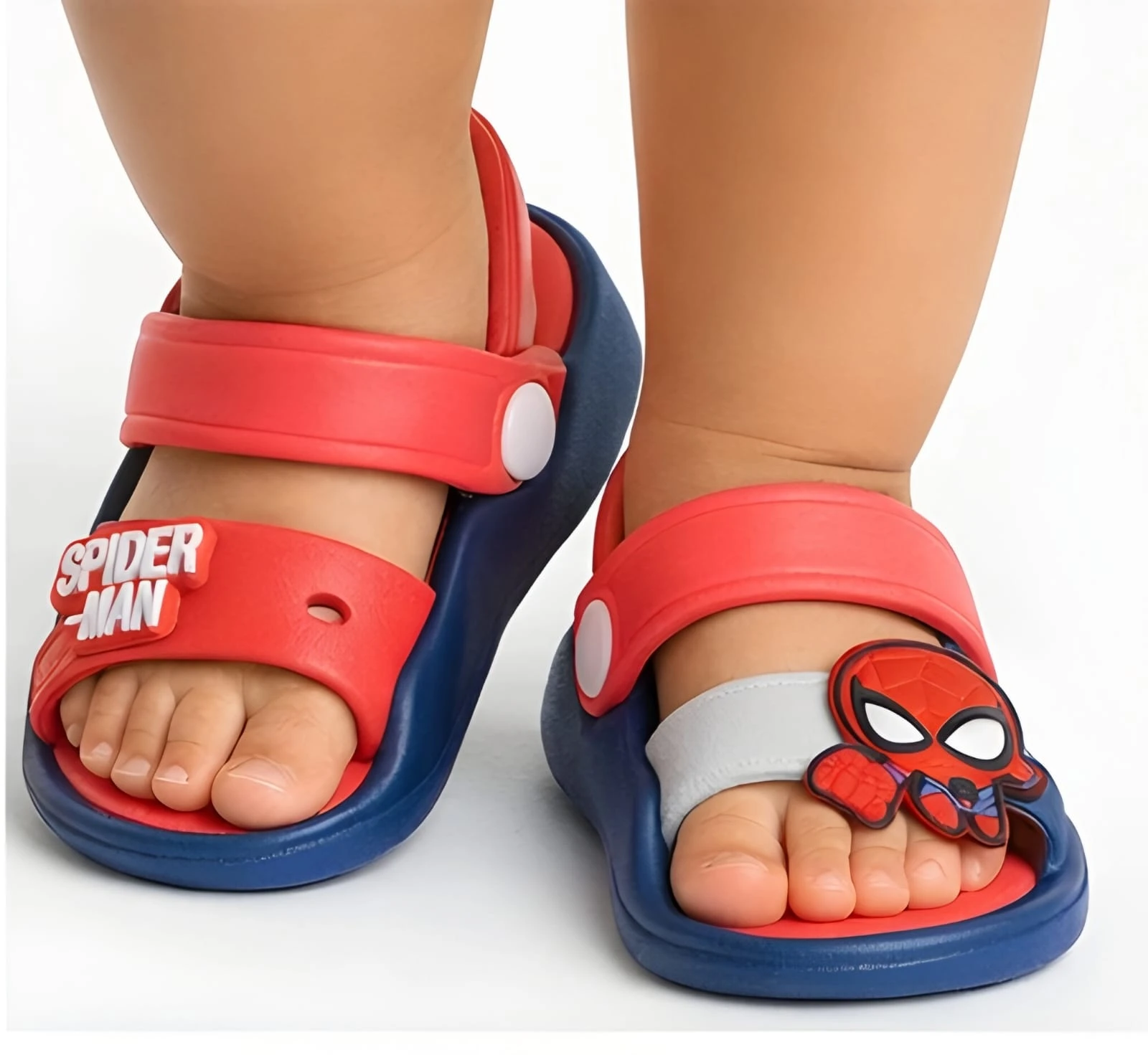 Spider-Man Cartoon Kids Sandals for Boys (1–6 Years) | Soft Anti-Slip Lightweight EVA Baby Sandals with Adjustable Back Strap | Red & Blue