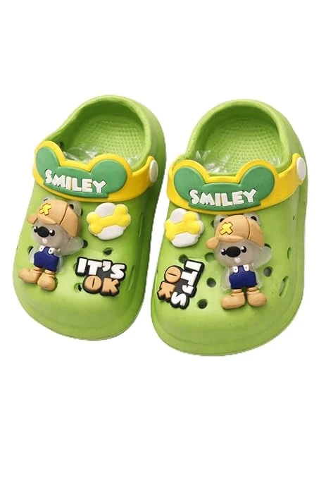 Coco Cartoon Clogs Sandals for Boys & Girls (1– 2 Years) | Soft EVA Lightweight Slip-On Baby Footwear | Anti-Slip Comfortable Slippers (Green)