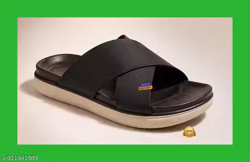 Men’s Casual Black Slide Sandals | Comfortable Slip-On Flat Footwear | Stylish Daily Wear Summer Slippers for Indoor & Outdoor Use