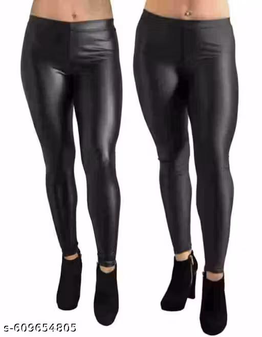 Luxe Leggings Combo Pack of 2 for Women | Black & White Stretchable Ankle Length Leggings | Soft & Comfortable Daily Wear