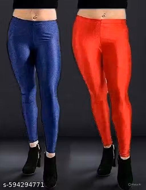 Women’s Slim Fit Shiny Leggings with High Waist Design | Stretchable Casual & Party Wear Fashion Pants | High Waist Shiny Leggings | Stylish Casual & Party Wear Leggings |