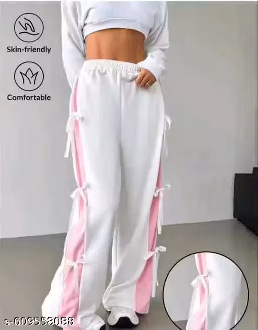 Women Flared Cotton Blend Trousers
