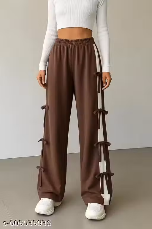 Women Relaxed Black Lycra Blend Trousers
