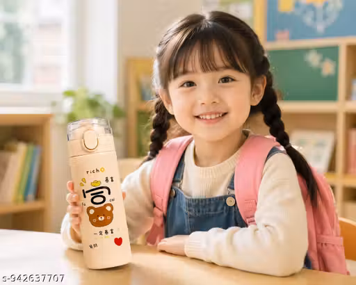 Premium Cute Cartoon Bear Kids Glass Water Bottle – 450ml Leak-Proof Sipper Bottle with Protective Shell for School, Travel, and Gifts
