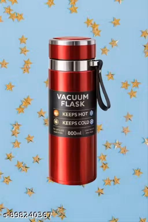 800ml Red Stainless Steel Vacuum Flask | Keeps Hot & Cold